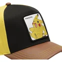 schwarze-gelbe-und-braune-gebogene-snapback-kappe-pikachu-pmk6-pik-pokemon-von-capslab