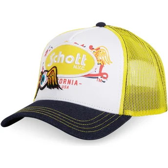 Gorra trucker blanca, amarilla y negra PATCH de Von Dutch x Schott NYC