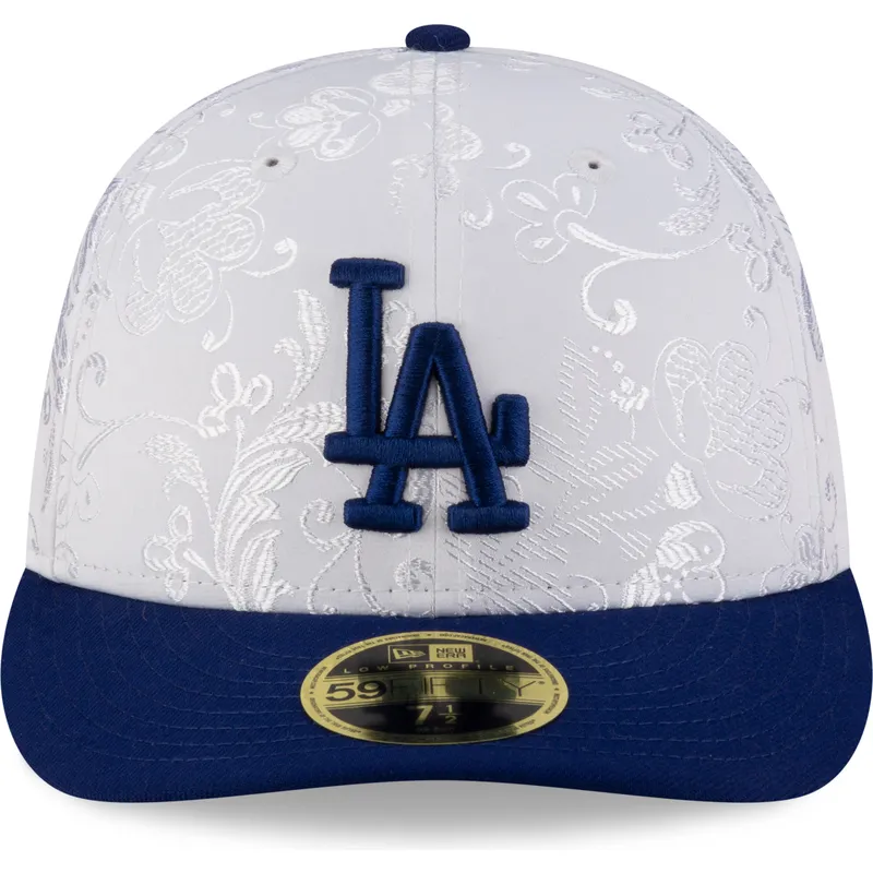 weisse-und-blaue-anliegende-flat-cap-59fifty-day-low-profile-der-los-angeles-dodgers-mlb-von-new-era