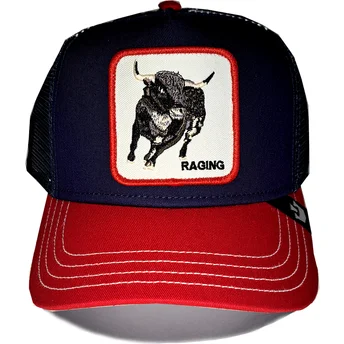 Marineblaue und rote Trucker-Kappe Stier Raging Bull Fab Farm von Goorin Bros.