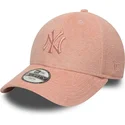 gebogene-rosa-verstellbare-kappe-fur-kinder-9forty-towelling-der-new-york-yankees-mlb-von-new-era