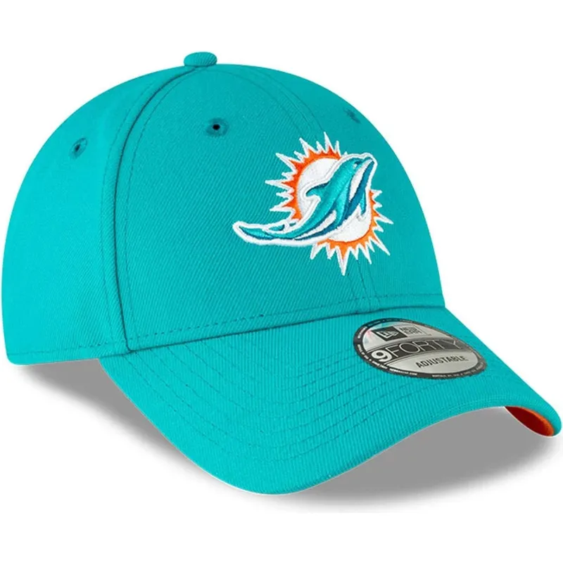 blaue-gebogene-verstellbare-kinderkappe-9forty-the-league-der-miami-dolphins-nfl-von-new-era
