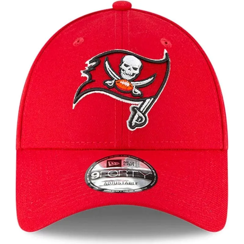 rote-gebogene-verstellbare-kinderkappe-9forty-the-league-der-tampa-bay-buccaneers-nfl-von-new-era
