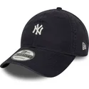 marineblaue-verstellbare-curved-cap-9twenty-mini-logo-washed-der-new-york-yankees-mlb-von-new-era