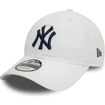 Weiße, verstellbare Kappe mit gebogenem Schirm und blauem Logo 9TWENTY Core Classic der New York Yankees MLB von New Era