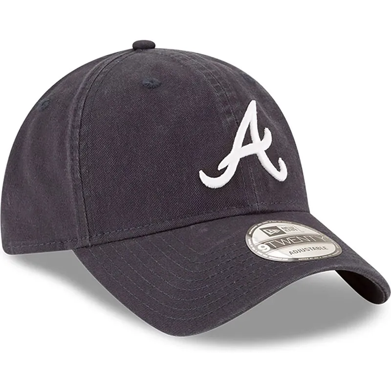 marineblaue-verstellbare-gebogene-kappe-9twenty-core-classic-der-atlanta-braves-mlb-von-new-era