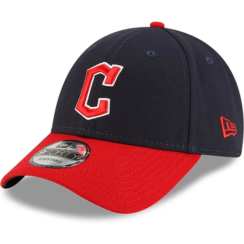 gebogene-marineblaue-und-rote-verstellbare-kappe-9forty-the-league-der-cleveland-guardians-mlb-von-new-era