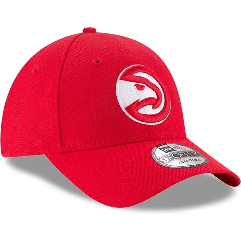 rote-verstellbare-curved-cap-9forty-the-league-der-atlanta-hawks-nba-von-new-era