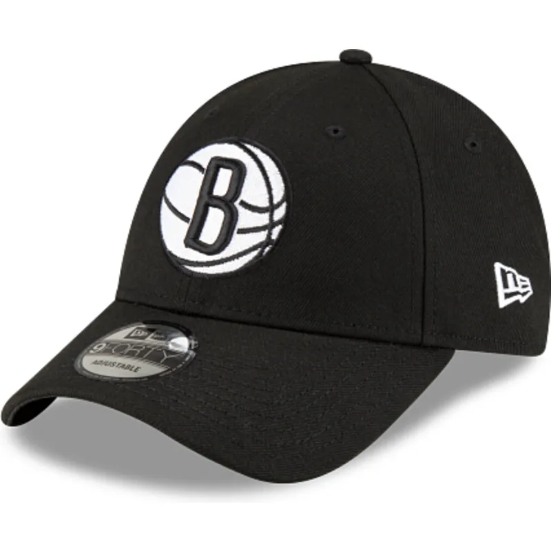 schwarze-verstellbare-gebogene-kappe-9forty-the-league-der-brooklyn-nets-nba-von-new-era