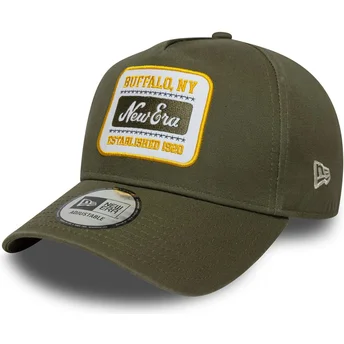 New Era E Frame Washed Patch Snapback Kappe mit gebogenem Schirm in Grün