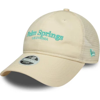 Beige verstellbare Trucker-Kappe für Damen 9TWENTY City Palm Springs Städte und Strände von New Era