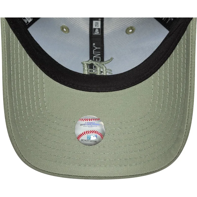 grune-verstellbare-curved-cap-fur-damen-mit-grunem-logo-9twenty-linen-von-detroit-tigers-mlb-von-new-era