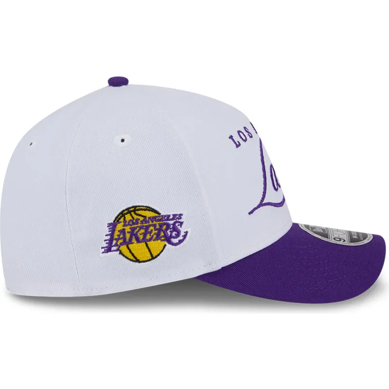 weisse-und-violette-gebogene-snapback-kappe-9forty-m-crown-draft-2025-der-los-angeles-lakers-nba-von-new-era