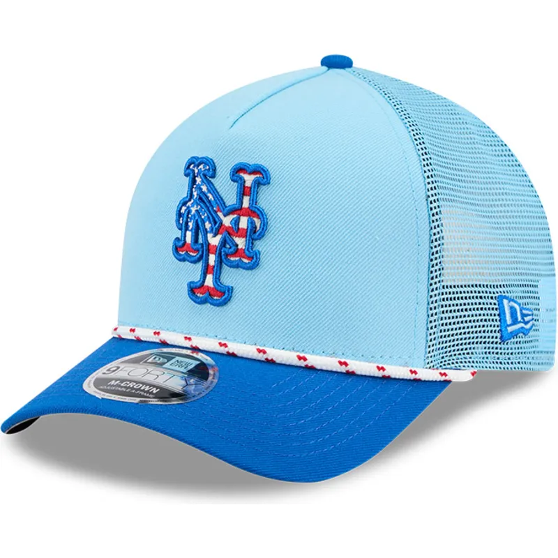 trucker-cap-blau-9forty-m-crown-a-frame-4th-july-von-new-york-mets-mlb-von-new-era
