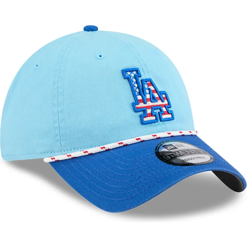 blaue-verstellbare-curved-cap-9twenty-4th-july-der-los-angeles-dodgers-mlb-von-new-era