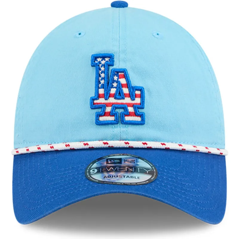 blaue-verstellbare-curved-cap-9twenty-4th-july-der-los-angeles-dodgers-mlb-von-new-era