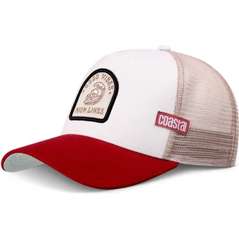 Coastal High Lines HFT Beige and Red Trucker Hat