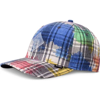 Djinns TrueFit Dirty Check 6P Mehrfarbige Snapback-Kappe mit gebogenem Schirm