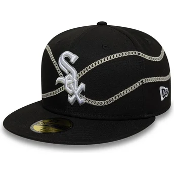 New Era Flat Brim 59FIFTY Chain Wrap Chicago White Sox MLB Black Fitted Cap