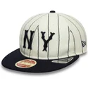 beige-und-marineblaue-verstellbare-flache-kappe-9fifty-retro-crown-heritage-der-new-york-yankees-mlb-von-new-era