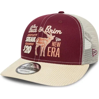 Gorra curva roja y beige snapback 9FIFTY Cord de New Era