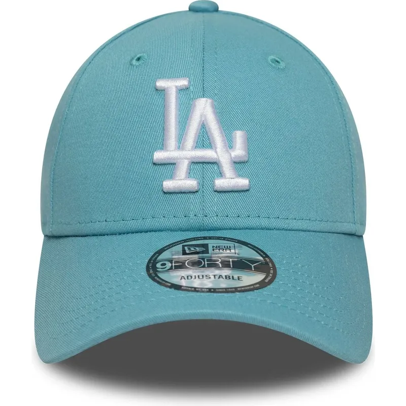 hellblaue-verstellbare-gebogene-kappe-9forty-league-essential-der-los-angeles-dodgers-mlb-von-new-era