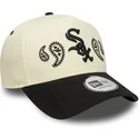 siltovka-zaoblena-bezova-snapback-a-frame-paisley-chicago-white-sox-mlb-new-era