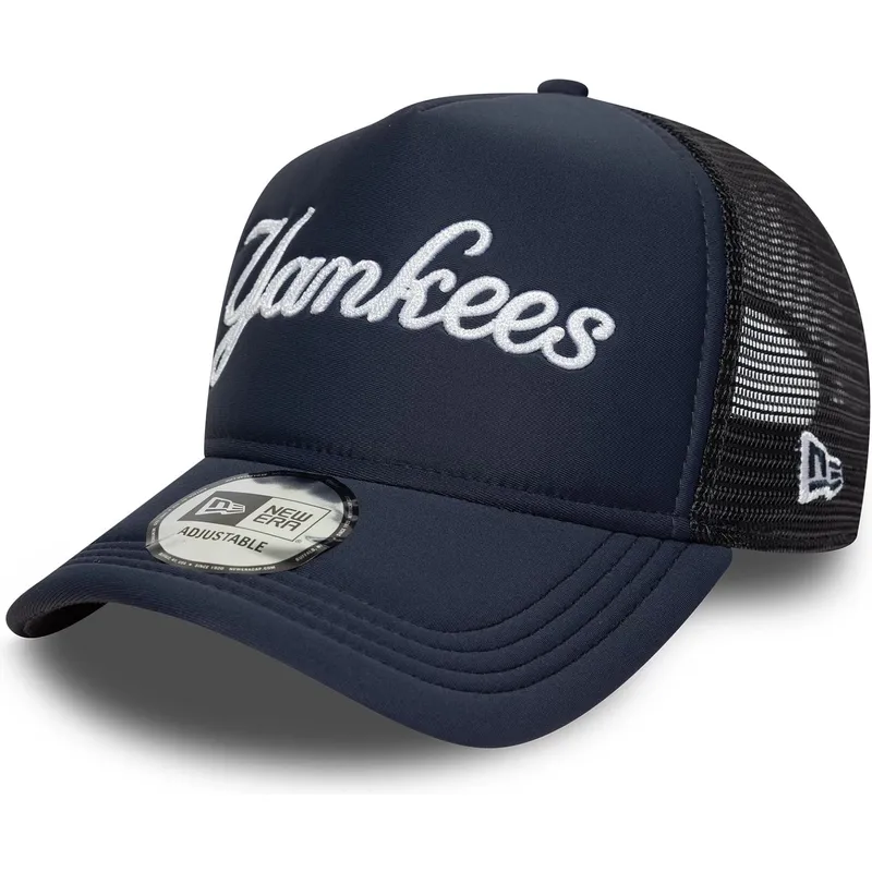 trucker-cap-marineblau-a-frame-script-von-new-york-yankees-mlb-von-new-era