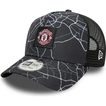 Μαύρο καπέλο trucker A Frame All Over Print της Manchester United Football Club Premier League από τη New Era