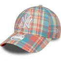 verstellbare-9forty-check-kappe-fur-damen-in-rosa-und-blau-mit-gebogenem-schirm-new-york-yankees-mlb-von-new-era