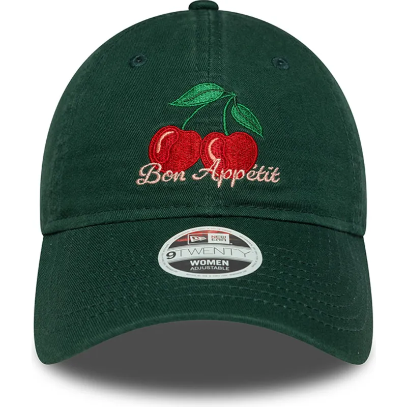 grune-verstellbare-curved-cap-fur-damen-9twenty-phrase-bon-appetit-von-new-era
