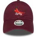 new-era-9twenty-phrase-spicy-verstellbare-damenkappe-in-bordeaux-mit-gebogenem-schirm