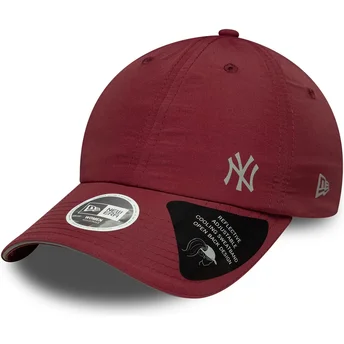 Gebogene bordeauxrote verstellbare Damenkappe Open Back Flawless der New York Yankees MLB von New Era