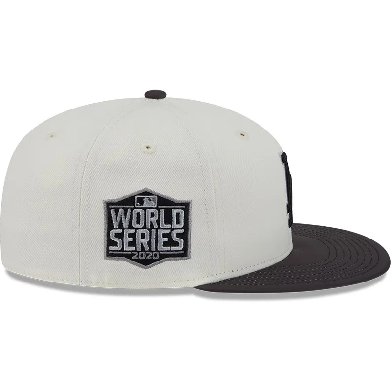 beige-und-schwarze-anliegende-flat-cap-59fifty-clr-dvlp-der-los-angeles-dodgers-mlb-von-new-era