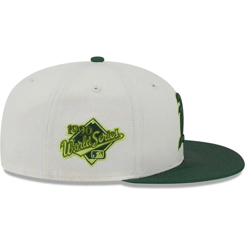 beige-und-grune-anliegende-flat-cap-59fifty-clr-dvlp-der-oakland-athletics-mlb-von-new-era