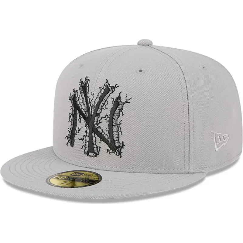 graue-angepasste-59fifty-cracked-flatcap-der-new-york-yankees-mlb-von-new-era