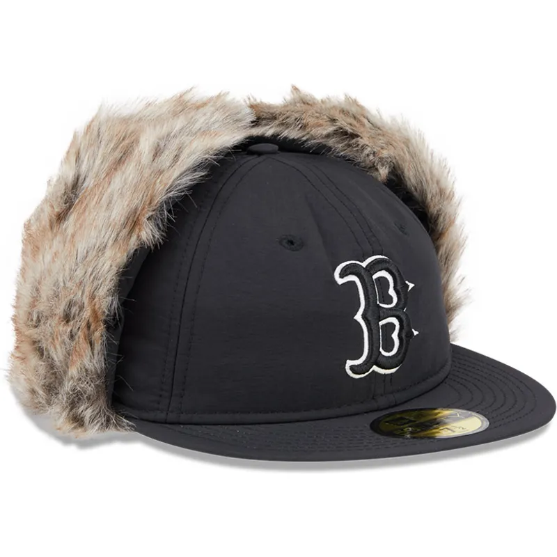 schwarze-enganliegende-59fifty-flatcap-winter-dog-ear-der-boston-red-sox-mlb-von-new-era