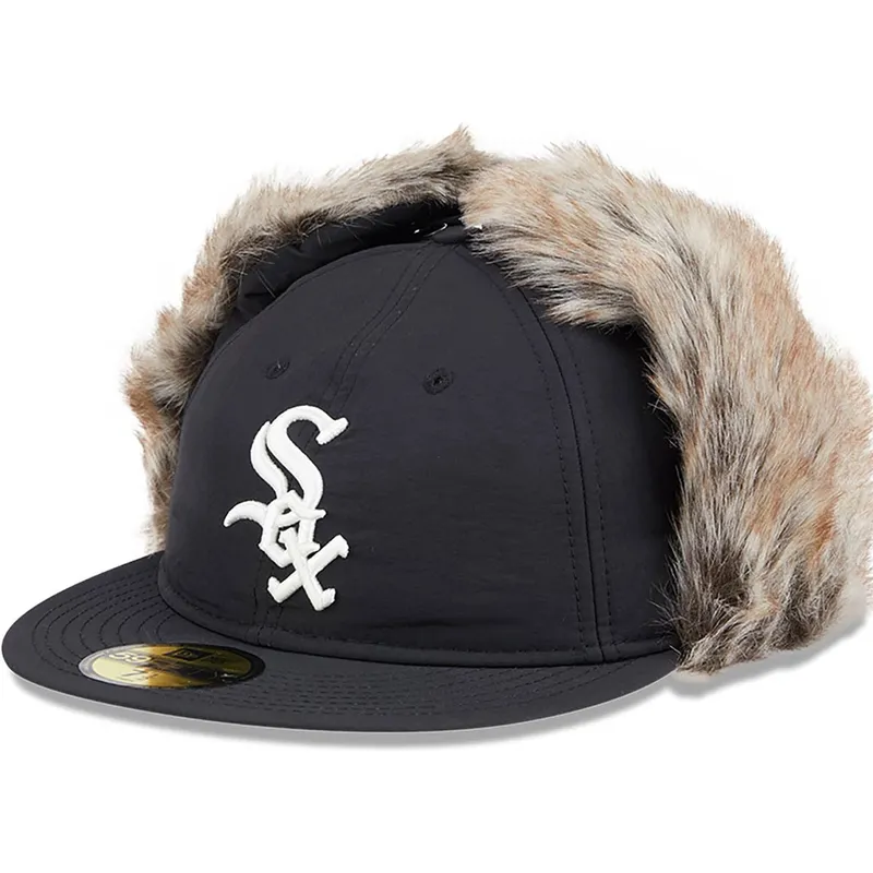 schwarze-enganliegende-59fifty-flatcap-winter-dog-ear-der-chicago-white-sox-mlb-von-new-era