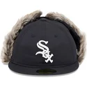 schwarze-enganliegende-59fifty-flatcap-winter-dog-ear-der-chicago-white-sox-mlb-von-new-era