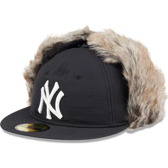 New York Yankees MLB 59FIFTY Winter Dog Ear schwarze Flat Cap von New Era
