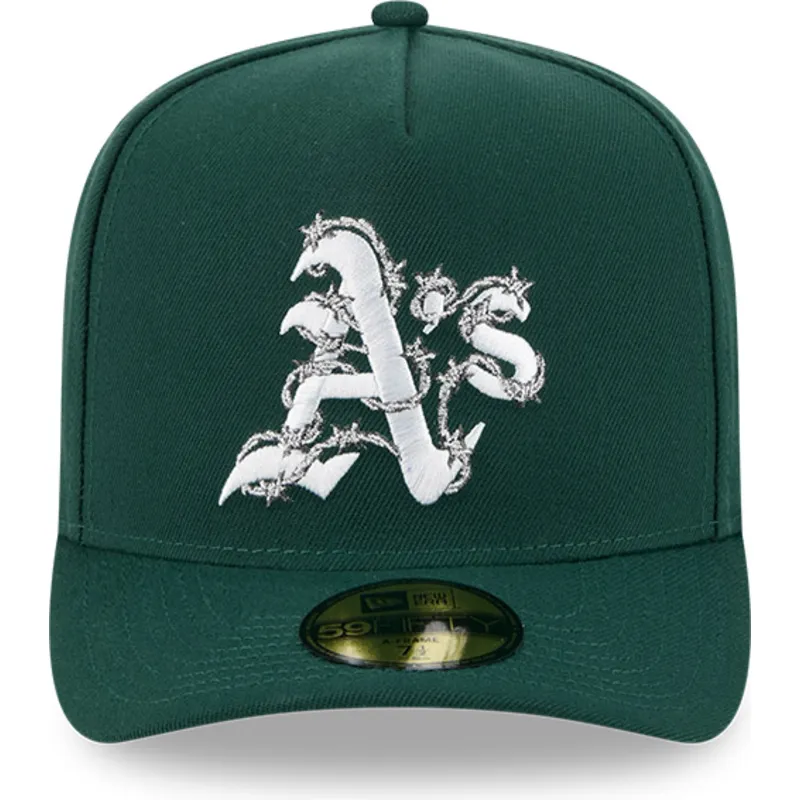 grune-gebogene-verstellbare-59fifty-a-frame-wired-kappe-von-oakland-athletics-mlb-von-new-era