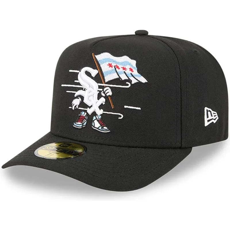 schwarze-gebogene-verstellbare-59fifty-a-frame-cartoon-kappe-von-chicago-white-sox-mlb-von-new-era