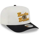 new-era-curved-brim-9fifty-a-frame-chainstitch-boston-bruins-nhl-beige-and-black-snapback-cap