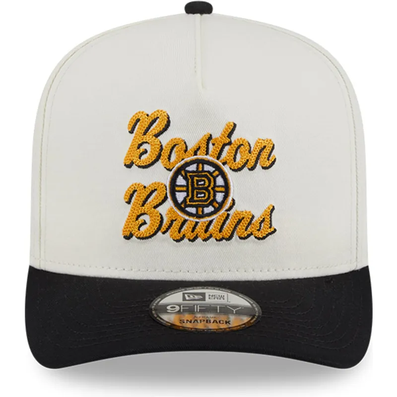 siltovka-zaoblena-bezova-snapback-9fifty-a-frame-chainstitch-boston-bruins-nhl-new-era