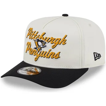 Beige und schwarze gebogene Snapback-Kappe 9FIFTY A Frame Chainstitch der Pittsburgh Penguins NHL von New Era