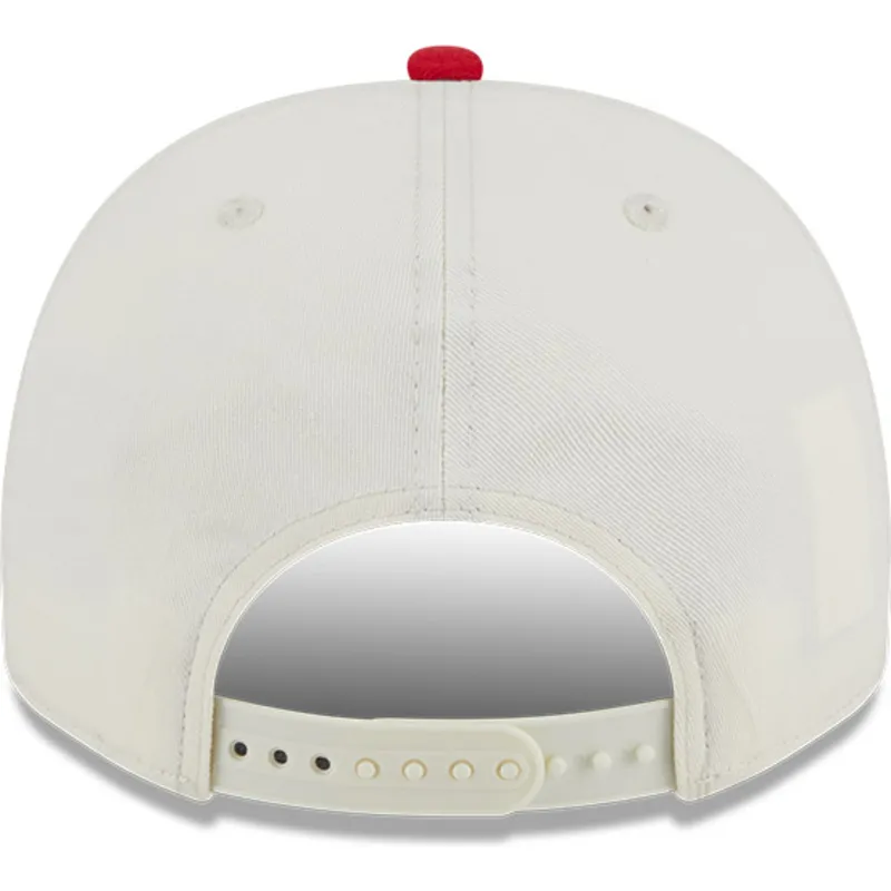 beige-und-rote-gebogene-kappe-snapback-9fifty-a-frame-chainstitch-von-detroit-red-wings-nhl-von-new-era