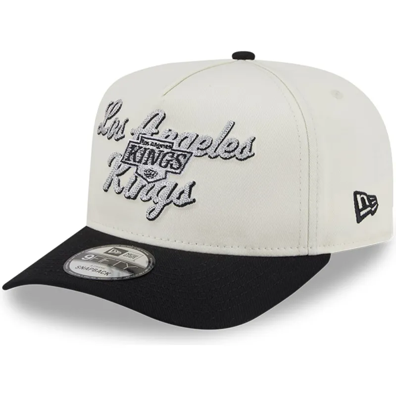 siltovka-zaoblena-bezova-snapback-9fifty-a-frame-chainstitch-los-angeles-kings-nhl-new-era