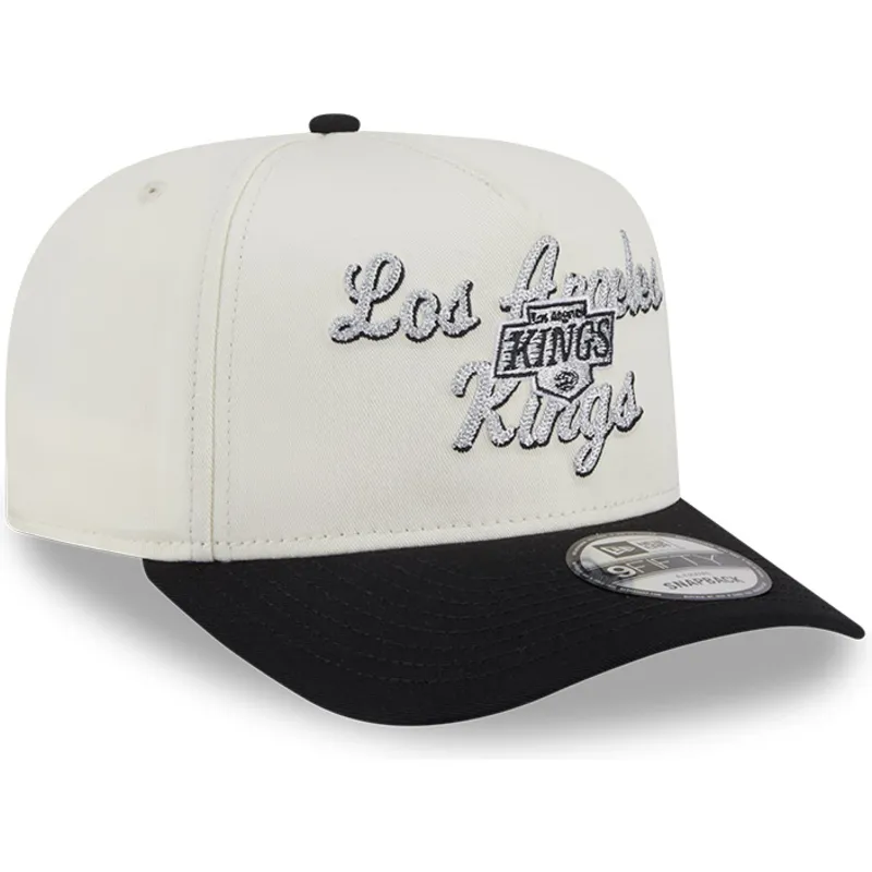 siltovka-zaoblena-bezova-snapback-9fifty-a-frame-chainstitch-los-angeles-kings-nhl-new-era