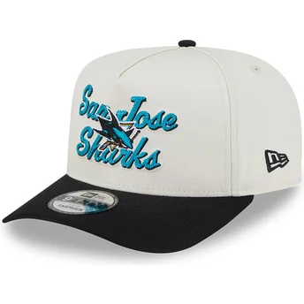 Gorra curva beige y negra snapback 9FIFTY A Frame Chainstitch de San Jose Sharks NHL de New Era