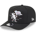 schwarze-snapback-kappe-mit-gebogenem-schirm-9fifty-a-frame-cartoon-der-chicago-white-sox-mlb-von-new-era